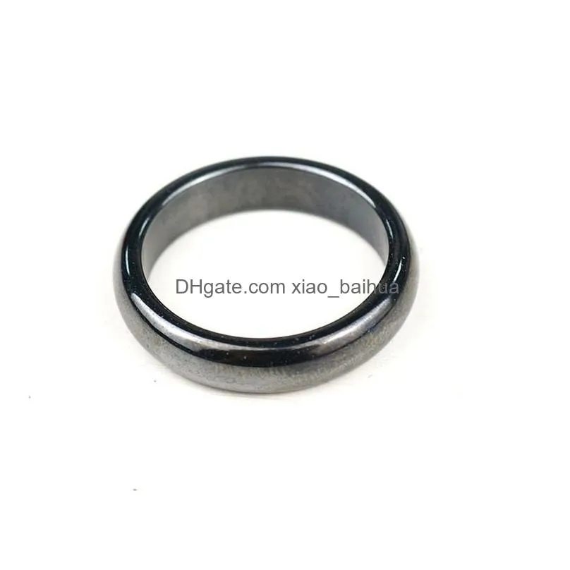 hematite rings magnetic black stone band for men women