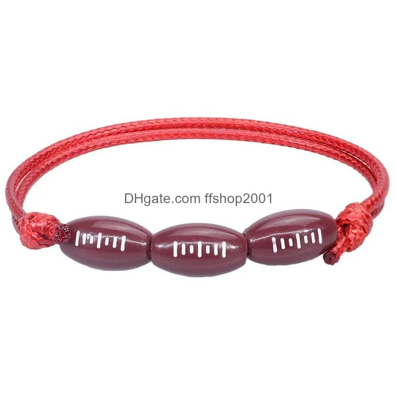basketball football rugby baseball pendants tennis charm bracelets for men women handmade adjustable leather rope ball sports wristband