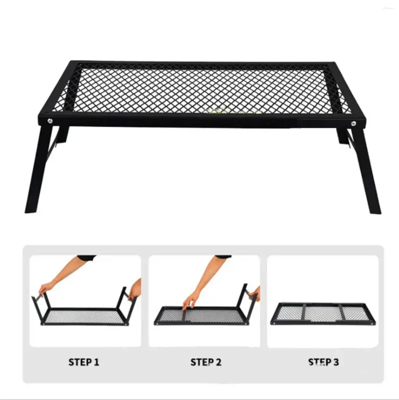 Camp Furniture Multifunctional Portable Folding Mesh Table Barbecue Camping BBQ Backyards Net Desk Grill Rack