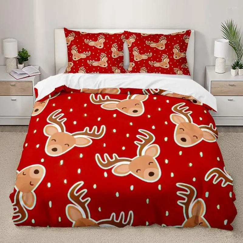 Bedding Sets 3D Christmas Textile Luxury Set High Quality Comfortable Santa Snowflake Print Quilt Duvet Cover And Pillow Cases