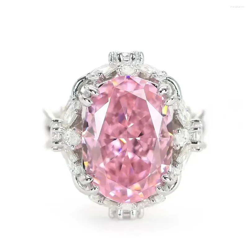 Cluster Rings Big Super Sparkling Argyle Pink Diamond Flourishing Peach Blossom Ring Live Explosion Royal Sapphire Female