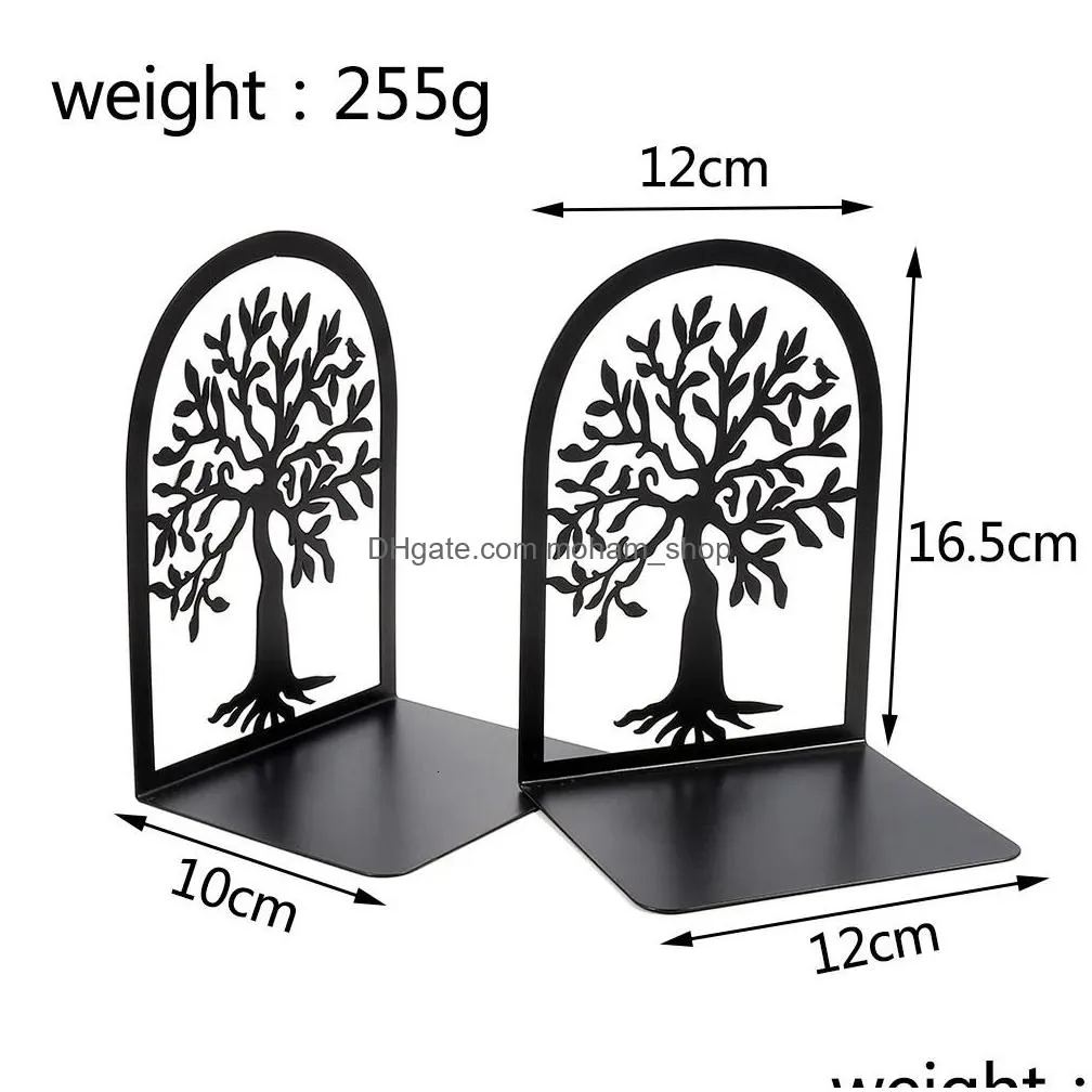 decorative objects figurines metal geometry nonslip bookend bracket book support tree stand office stop accessories ends stopper gifts