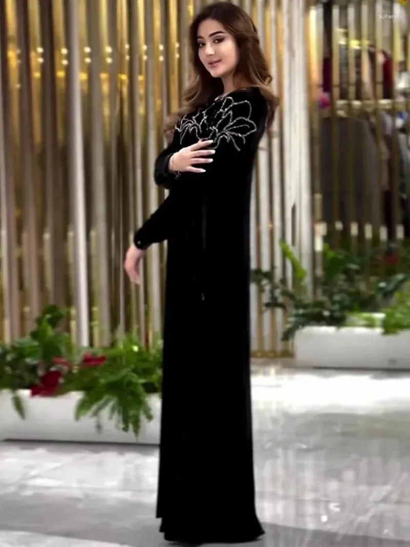 Ethnic Clothing African Dresses For Women Long Sleeve Turkey Diamonds Evening Wedding Party Floor Length Dress Muslim Africa Clothes