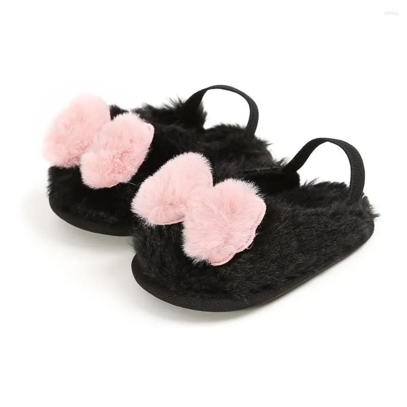 Athletic Shoes Born Toddler Baby Girls Slippers Winter Warm Plush Infant Cute Faux Bow Soft Crib Anti-slip Home Casual