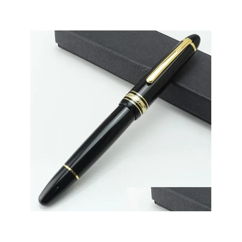 wholesale Famous Roller ball pen matte black Gift Pen White Classique office writing pens with series number