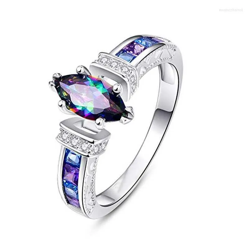 Wedding Rings Special Marquise Shape Shiny Purple CZ Prong Setting Fashion Cocktail Party For Women Size 6-10 Wholesale Lots Bulk