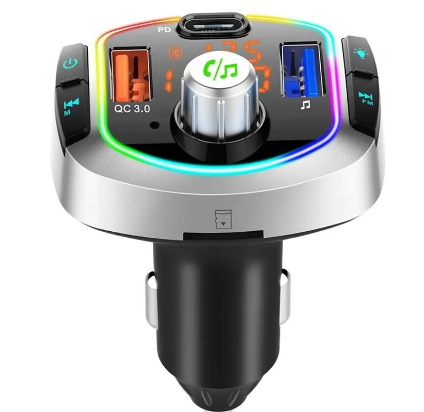 Car Bluetooth 5.0 Wireless FM Transmitter with Dual USB PD3.0 Output qc3.0 Support USB TF Card MP3 Player BC66 BC63