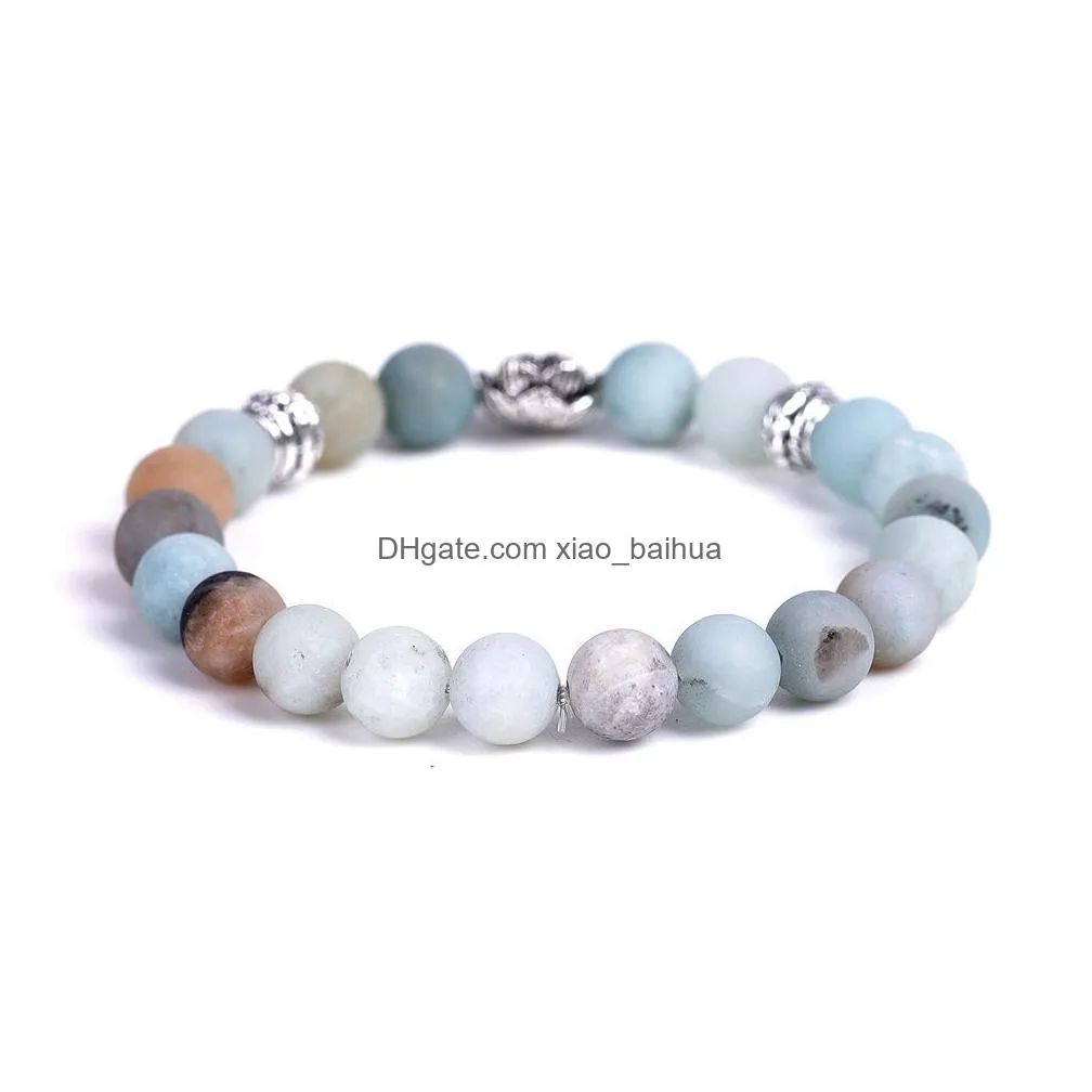 bijoux de mode lotus tambour perles haute qualite pierre naturelle givree bracelet mode decontracte texturebracelets et bracelets