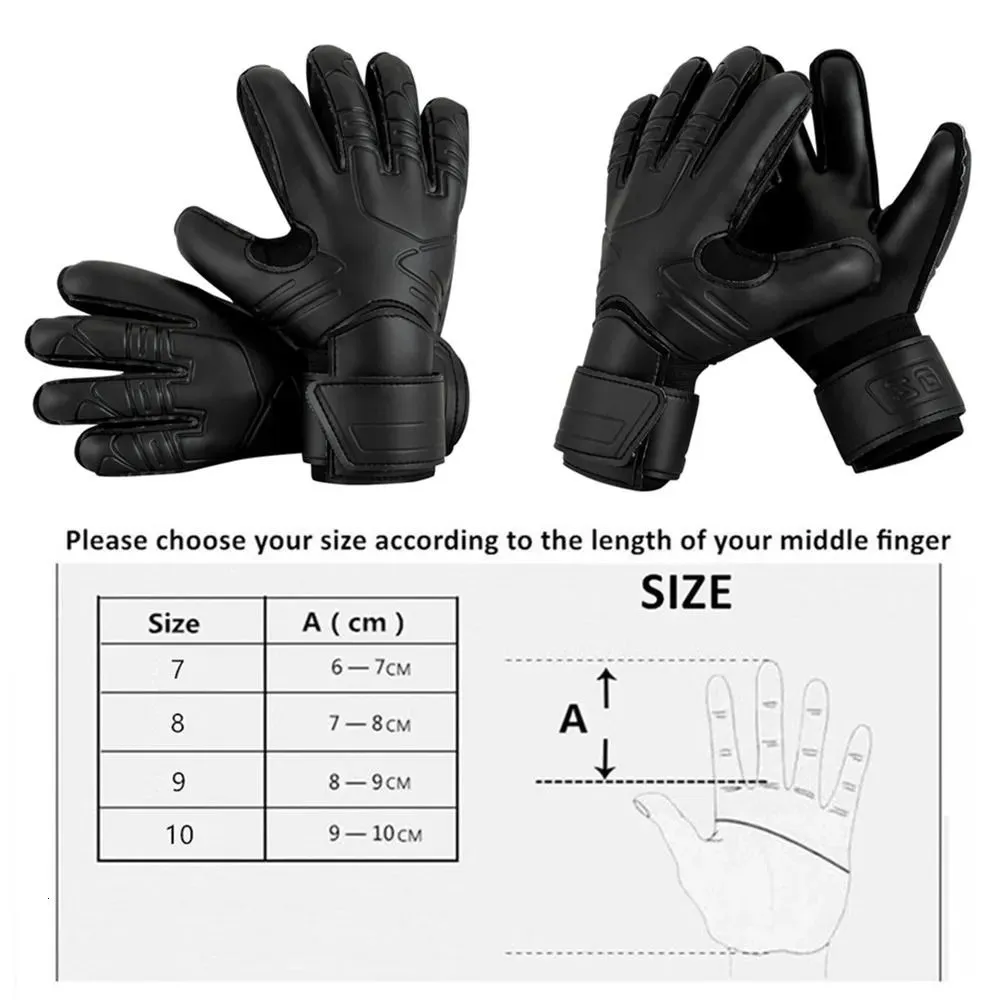 Sports Gloves 1 Pair Black Size 7-10 Goalkeeper Gloves WIth Finger Protector Air Vent Soccer Goalie Football Latex 231218