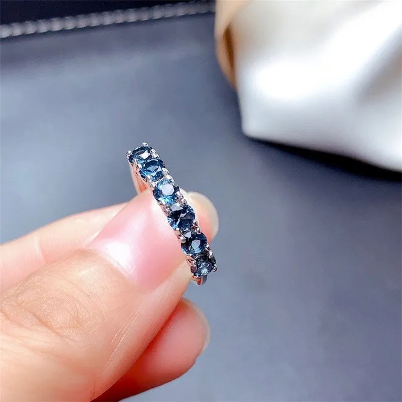 LeeChee London Blue Topaz Ring 3MM Natural Gemstone Jewelry for Young Girl Birthday Gift Real 825 Sterling Silver2468348