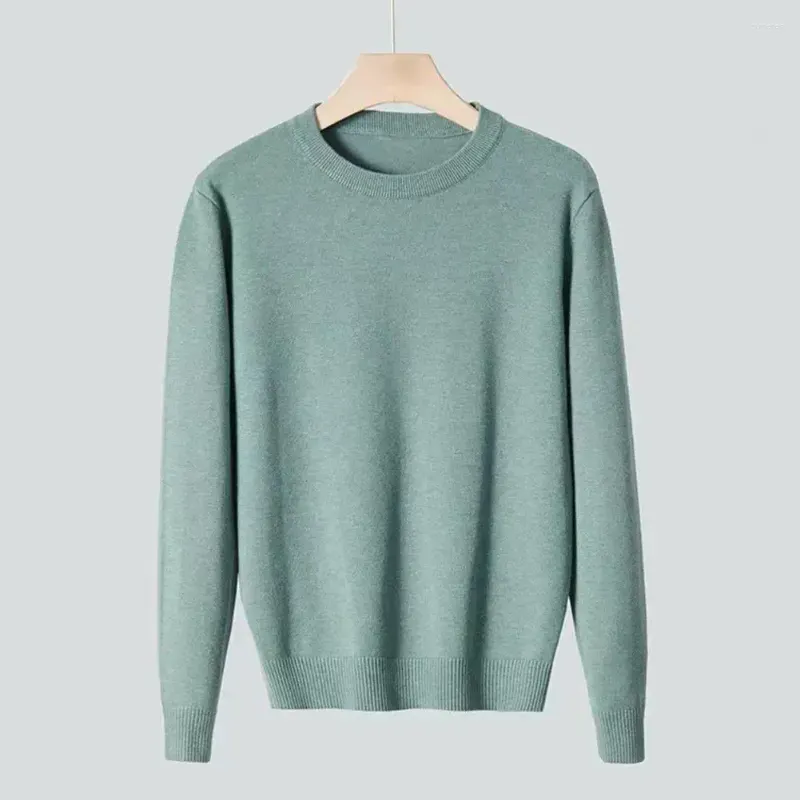 Men`s Sweaters Ribbed Cuff Sweater Round Neck Long Sleeve O-neck Knitwear Thermal With Hem For Warmth