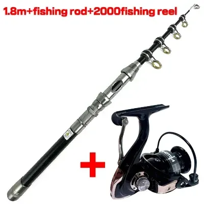 Combo SEA ROD+REEL FISHING Telescopic Fishing Rods Spinning Portable Travel Reels Seat Pole 1.5M 1.8M 2.1M 2.4M Trout Fishing Kit
