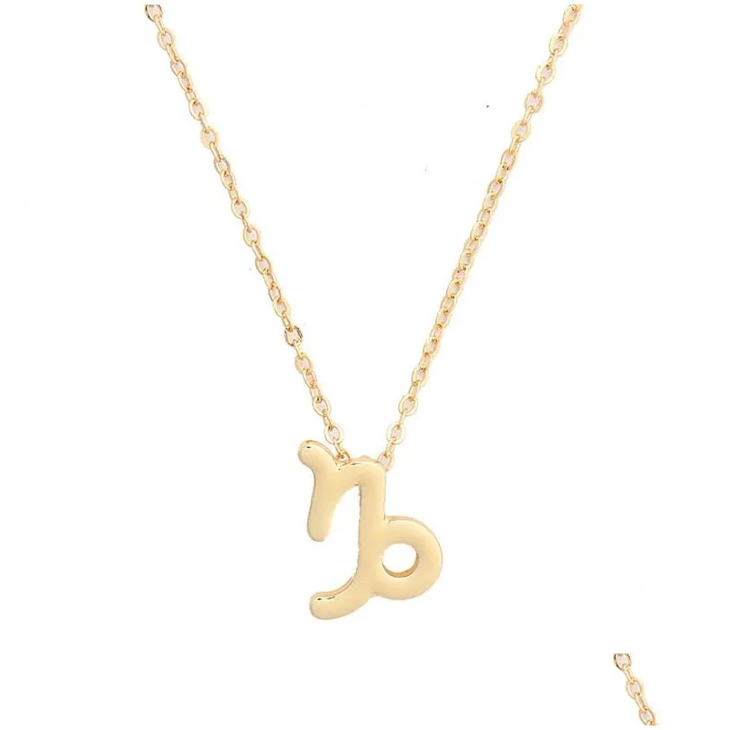 men women creative zodiac signs alloy pendant necklace jewelry gold chain christmas key chain gifts with gold card