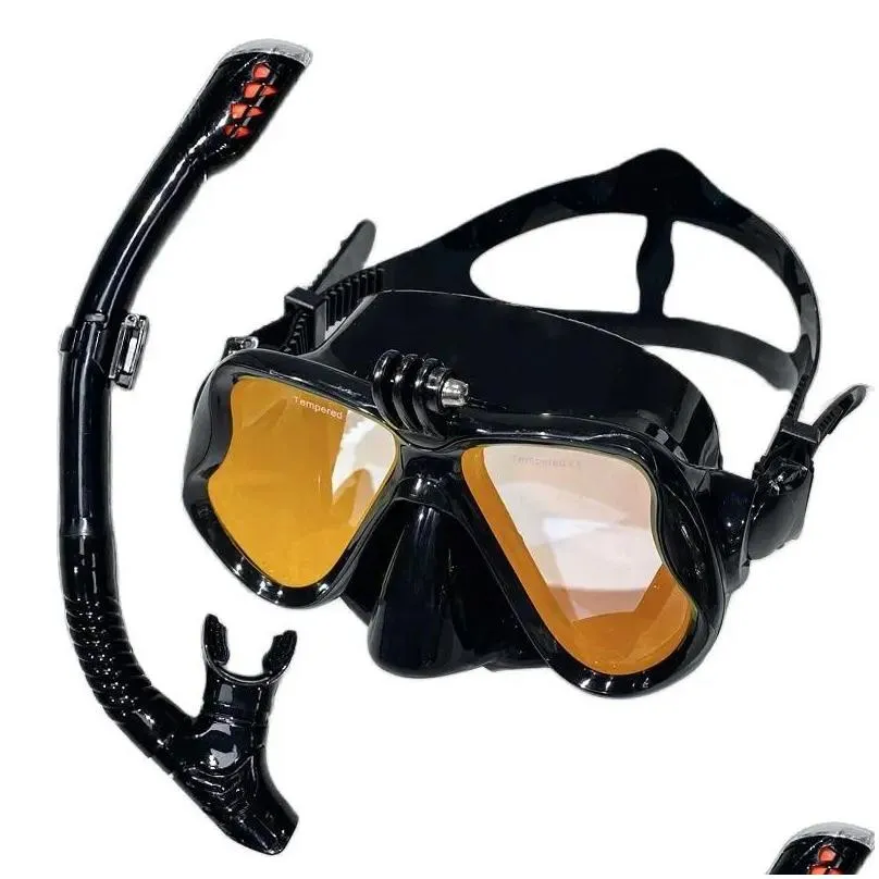 Diving Mask With Sports Camera Mount Electroplate Tempered Glass Silicone is Safe and Comfortable 240321