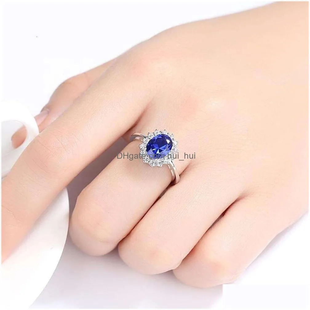 Abs Czcity Ladies Sier Engagement Rings For Women Oval Gemstone Ring Wedding Jewelry Gifts Drop Delivery Loose Beads Dhku6