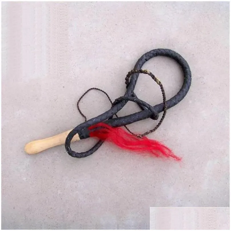 Arts Wooden handle Soft Leather Shepherd Whip Shaolin Wushu Kungfu Fitness Snake shaped Rope