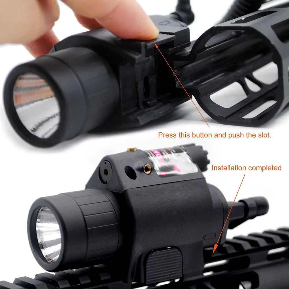 Tactical Red Laser Sight LED Flash Light Combo Flashlight Fit 20 mm Picatinny Rail Mount 2793566