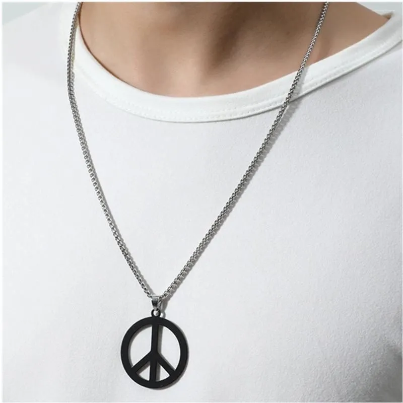 Chains Anti-war Peace Symbol Accessories Men`s Necklace Titanium Steel Pendant Stainless Korean Jewelry For Boy