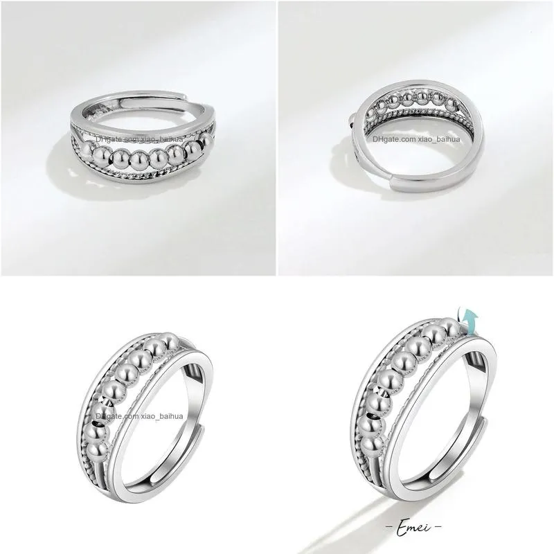 band rings spinner ring anxiety ring silver for women sliding beads