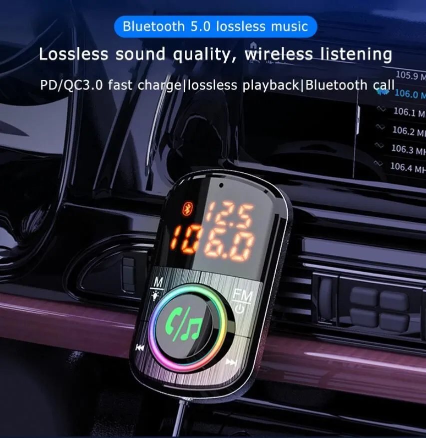 BC70 BC71 Car kits FM Transmitter Bluetooth V5.0 Wireless Radio Adapter Music MP3 Player Kit QC3.0 USB Type-C PD Fast Charging