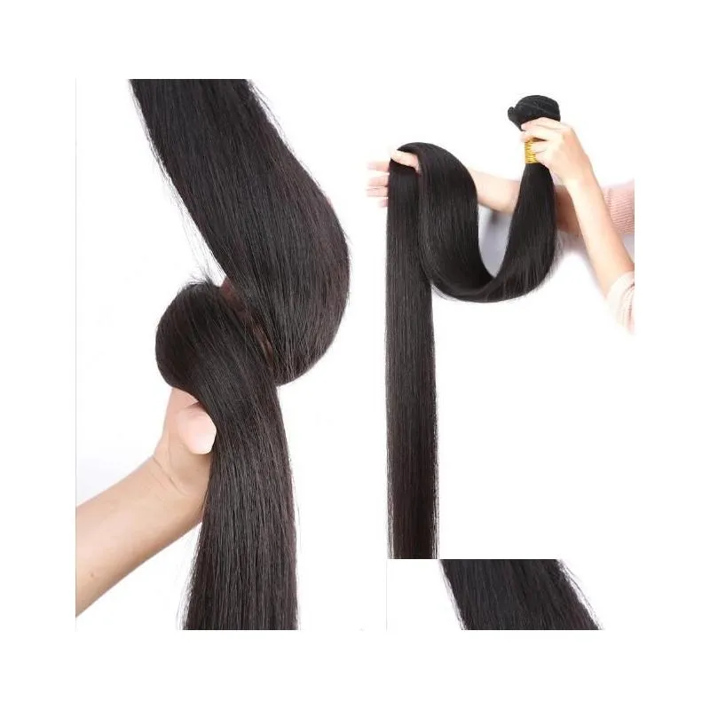 Long Length hair32 34 36 38 40 Inch Wholesale Soft Brazilian Hair Weaves Human Hairs Extension 1B Natural Black Color 100g/Bundle