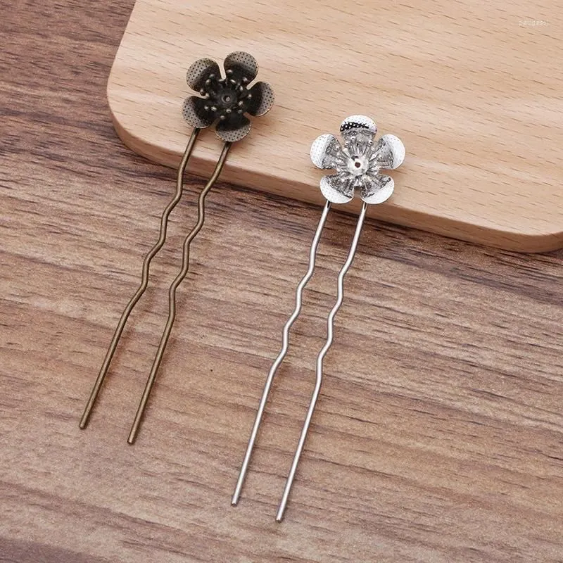 Hair Clips 10 Pcs Vintage Sticks Filigree Flower Pin & Needles Clip Hairwear Jewelry Accessories