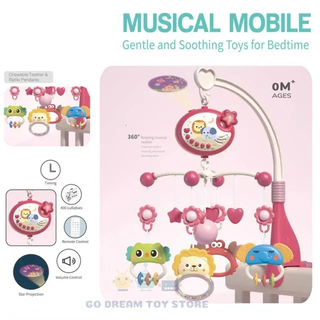 Baby Crib Mobile Rattles Toys Remote Control Star Projection Timing born Bed Bell Toddler Carousel Musical Toy 012M Gifts 240226