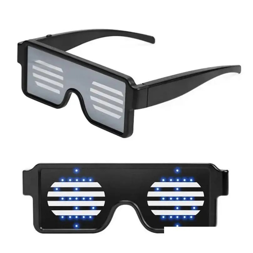 Outdoor Eyewear LED USB Rechargeable Light Up Glow Sunglasses With 8 Animation Modes For Halloween Christmas And Various Festival