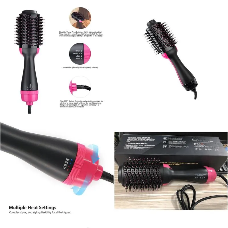 One Step Hair Dryer Brush and Volumizer Blow straightener and curler salon 4 in 1 roller Electric Hot Air Curling Iron comb DHL