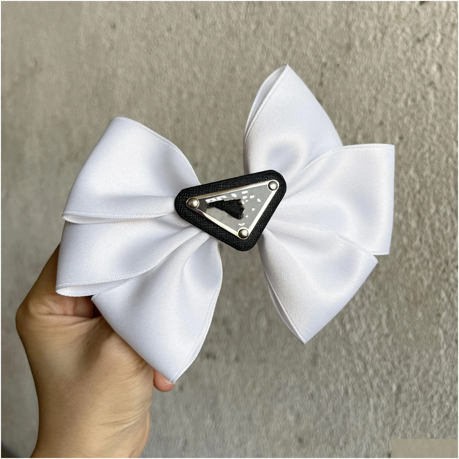 designer pra letters triangle metal hairpin bowknot girl ladies fashion hair clips jewelry accessories female
