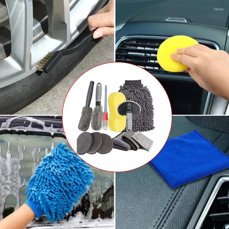 Car Washer 12Pcs Detailing Cleaning Brush Towels Interior Exterior Kit Household Supplies
