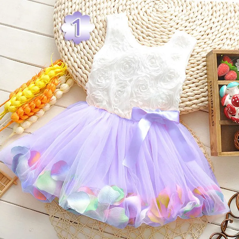 Summer Flower Baby Girls Dress Sleeveless Newborn Princess Dress Coon Bow 1 Year Birthday Dress Infant Clothing