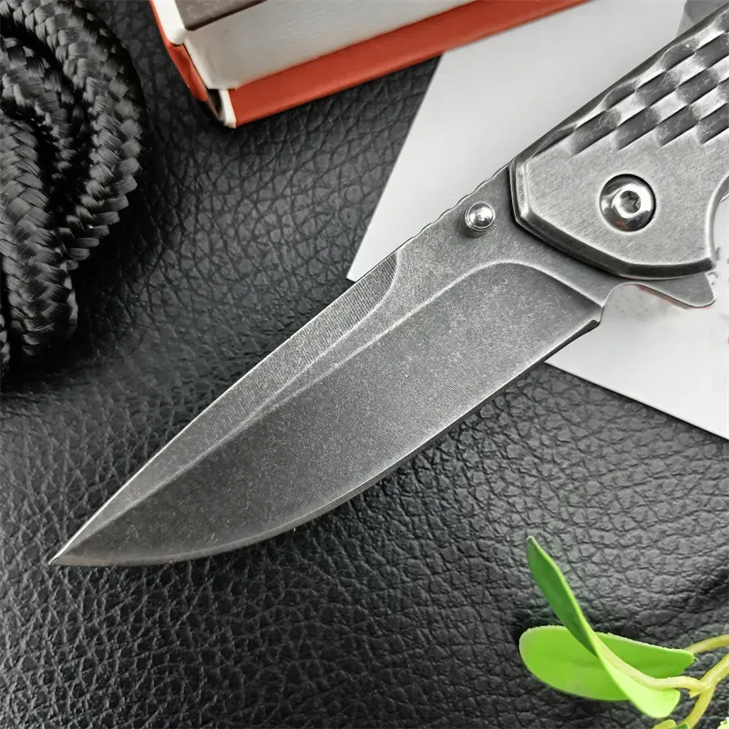 KS Tappet 1353 Flipper Assisted Pocket Knife Stonewashed Drop Point blade 420 Steel Handle Bailout Tactical Folding Knife Portable Camping Hunting knife 1660 9000