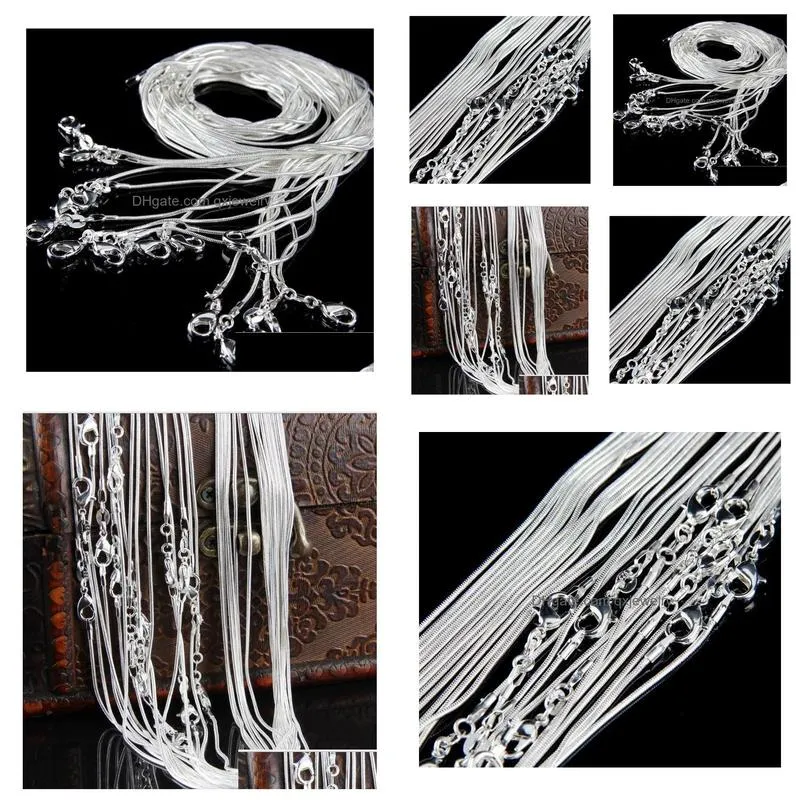 Chains 2021 100Pcs/Lot High Quality 925 Sterling Sier Charms Smooth Snake Chain Necklace 1Mm 16-24Inches Fashion Jewelry Drop Delivery Dh2Pm