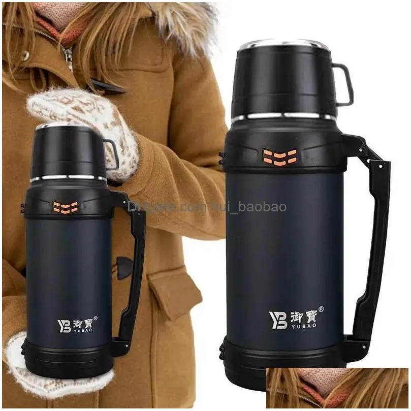 1200ml/1600ml/2000ml coffee thermos water bottle portable thermal tumbler travel sports mug in-car insulated cup stainless steel