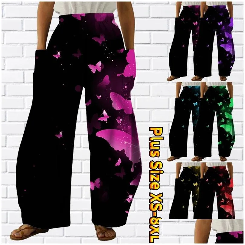 Outfit New Colorful Butterfly Breathable Pocket Pants New Design Printed Yoga Pants Casual Sports Pants Design Printed Sweatpants
