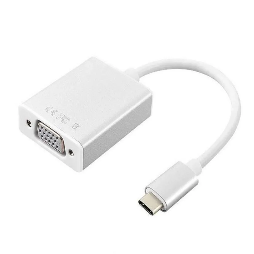 USB3.1 Type-C to VGA Adapter Cable USB-C Male To VGA Female Video Transfer Converter 1080P for Macbook