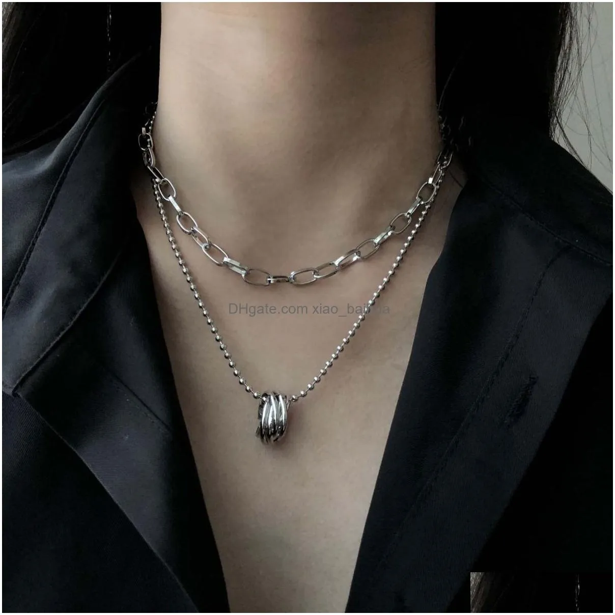 wind multi-layer ring temperament necklace cold wind fashion sexy lock chain collar necklace spring and summer female
