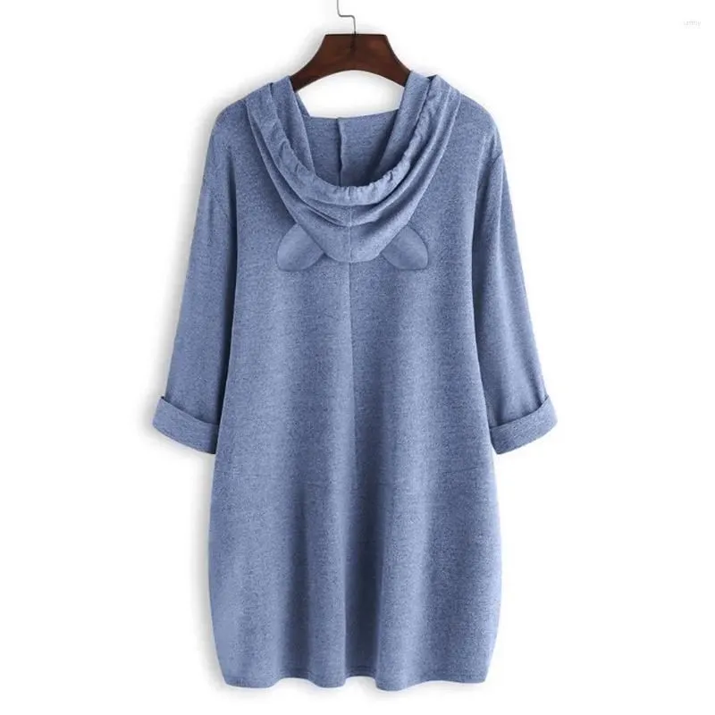 Women`s Hoodies Spring Autumn Hoodie Pullover Three-quarter Sleeve Sweater Loose Casual Plus Size Tops Knitted