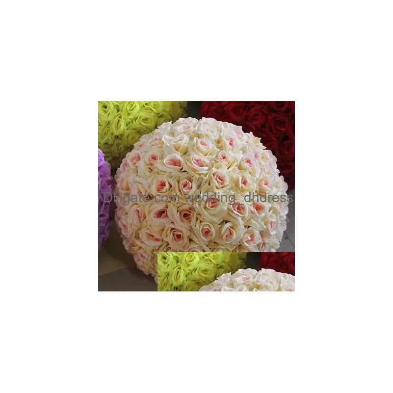 artificial flowers rose ball wedding silk pomander kissing balls flower ball for home garden market decorations