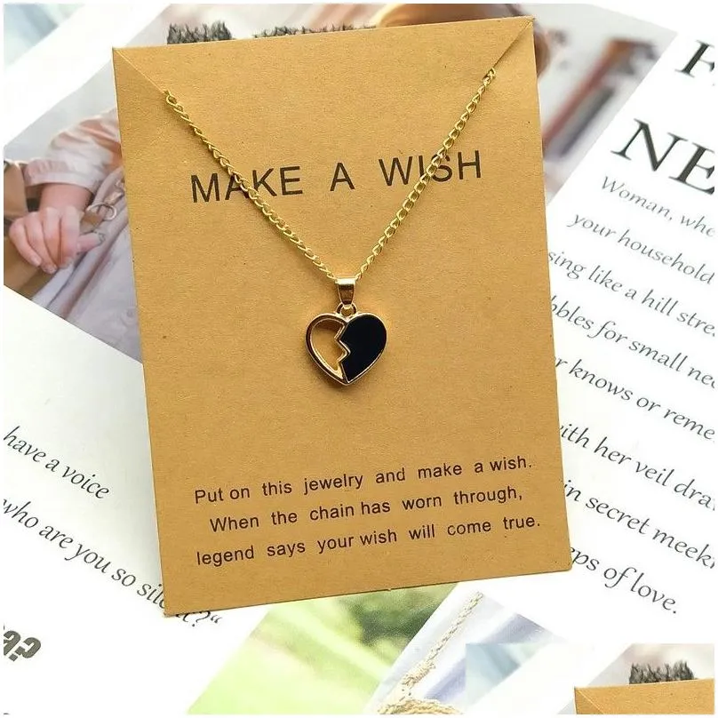 fashion peach heart pendant necklace female korean cute girl gift paper card necklaces jewelry gift accessories in bulk
