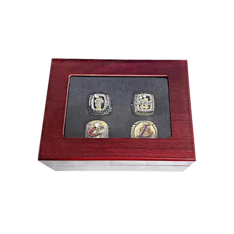 4pcs JAMES Basketball Team champions Championship Ring Set With Wooden Box Souvenir Men Women Boy Fan Brithday Gift 2022 2023 Hip hop Jewelry Sport