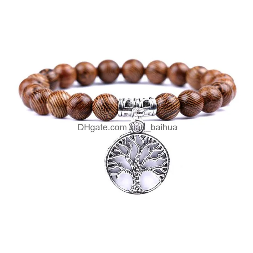 natural stone volcanic stone ancient silver life tree bracelet popular jewelry chicken wing wood bracelet