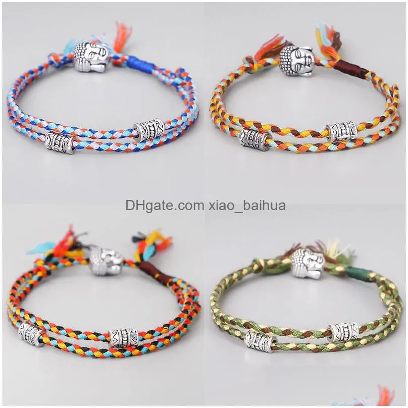 tibetan buddha head bracelet hand rubbing wen play line hand rope hand woven cotton couple bracelet