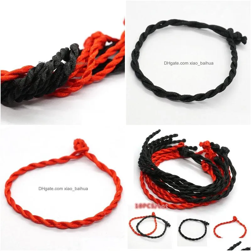 10pcs/lot handmade couple bracelet ethnic lucky red rope charm women men red/black