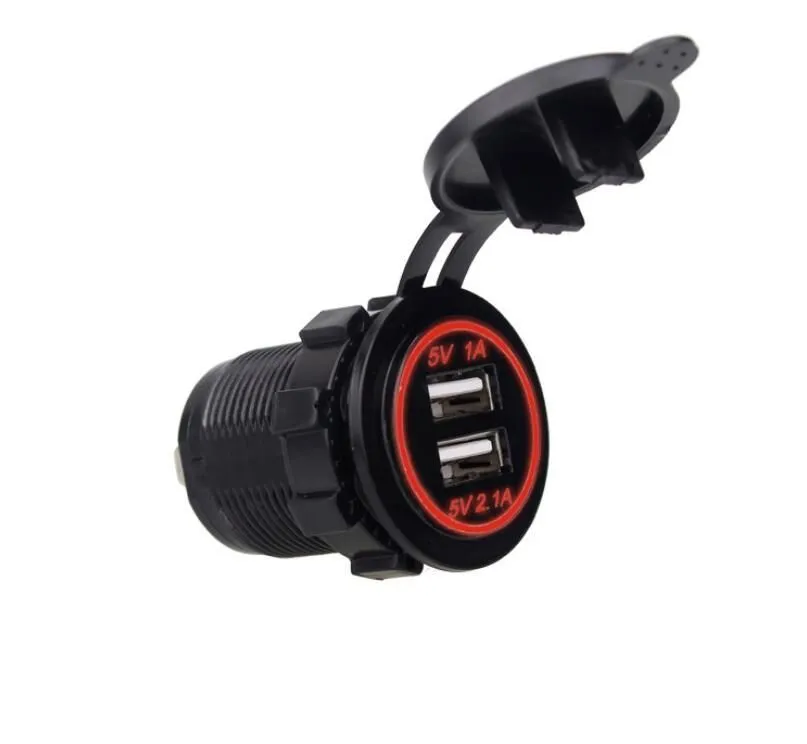 led car moto  usb 12 24v black waterproof auto car cigarette lighter socket for mobile motorcycle free