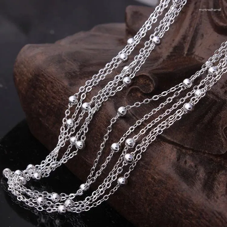 Chains Silver Plated Cross Linked Beads Chain Necklace Wholesale Jewelry Accessory For Women Length 16 18 20 22 24 26 28 30 Inch Oem