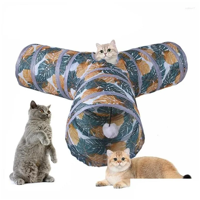 Cat Toys Cats Tunnel Foldable Pet Kitty Training Interactive Fun Toy Bored For Puppy Kitten Play Tube Drop Delivery Dh7Dm