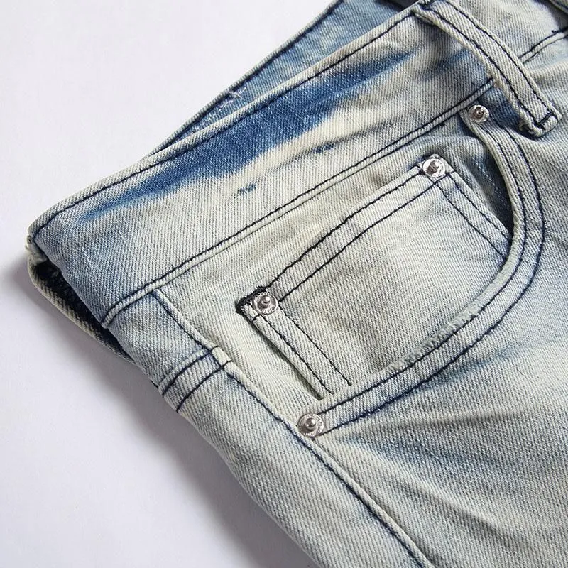 Men`s Jeans 2023 Mens High Quality Light Blue Straight Slim Plus Size 42 44 Pantalones Designer For Men Casual Denim Pants