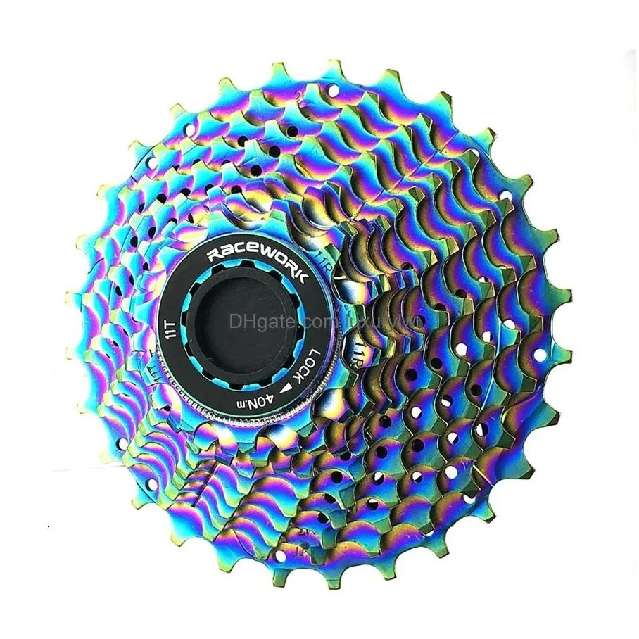 Bike Freewheels & Chainwheels Wheels Racework Road 11 Speed Cassette 28T 32T Bicycle Wheel Gold Sier Colorfl Flywheel For Shimamo Drop Dh5Ld